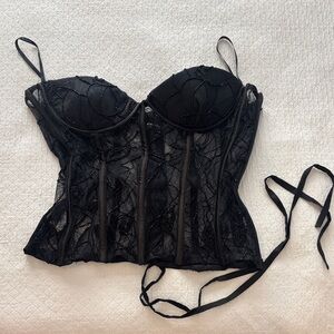 Retrofete Black Lace Bustier with Boning